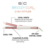 StyleCraft Breezy Curl 2-in-1 Cool Air Hair Styler Iron Straight Or Wavy Curls