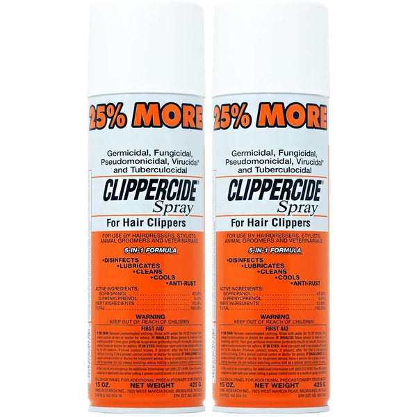 Clippercide Spray 2-Pack Disinfectant Cleaner Lubricates Clippers Trimmers
