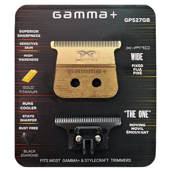 Gamma+ Gold Titanium X-Pro Wide Fixed Blade w/ Black Diamond "The One" GP527GB