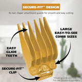 Wahl Pro Clipper Guides 2PC Long Hair Comb Set 1-1/4" #10 & 1-1/2" #12 - 3028063