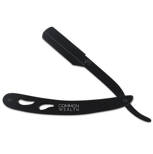 Common Wealth Folding Stainless Steel Barber Straight Edge Shaving Razor Black