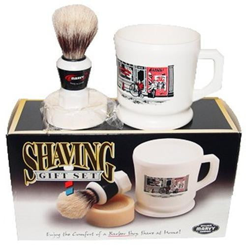 Marvy Shaving Gift Set Contains Boar Bristle Brush Mug & Soap