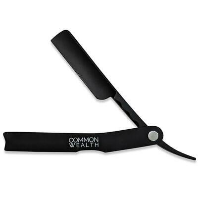 Common Wealth Cut Throat Razor Straight Edge Steel Barber Shaving Knife Black