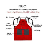 StyleCraft Professional Heavyweight Barber Salon Hair Cutting Apron Red & Black