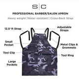 StyleCraft Professional Heavyweight Barber Salon Hair Cutting Apron Black Camo