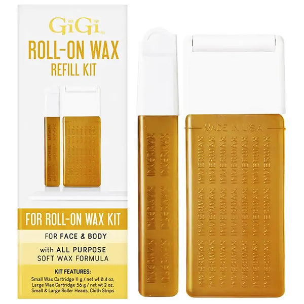 GiGi Roll-On Wax Refill Kit 99066 Honee Cartridges Roller Heads & Waxing Strips