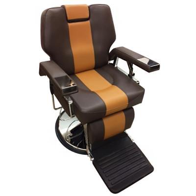 Professional Reclining Barber Chair Two Tone Brown