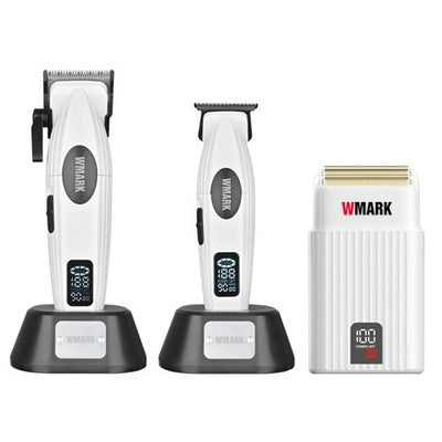 WMark Specter Pro Cordless 3in1 Barber Hair Kit Clipper Trimmer Shaver White