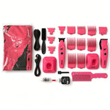 WMARK Pro Pink 2in1 Rechargeable Barber Kit Clipper Trimmer Guards Cape NG-7603