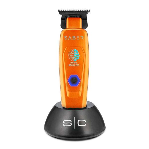 StyleCraft Pro Saber Orange Metal Hair Trimmer Digital Brushless Motor Barber