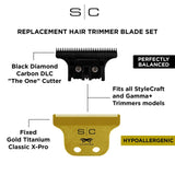 StyleCraft Fixed Gold Titanium Classic X-Pro The One Trimmer Blade Set SC529GB