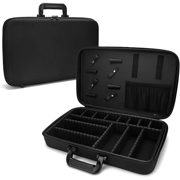 WMark Portable Barber Stylist Travel Briefcase Attache Black PVC Organizer Case