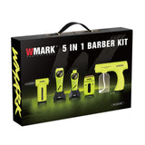 WMark Pro 5-in-1 Barber Kit Hair Clipper Trimmer Shaver Air Duster Mister Green