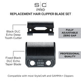 StyleCraft ECHO Taper Blade Set ECHO Deep Tooth Moving Blade Black SC553B Gamma