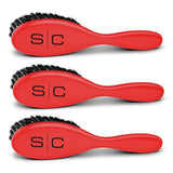 StyleCraft The Fresh Cut Fade & Cleaning RED Barber Brush 3-PACK Stylist SC318SR
