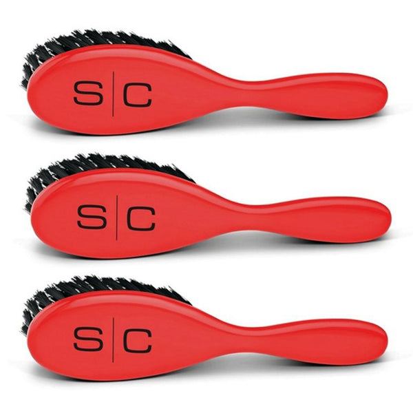 StyleCraft The Fresh Cut Fade & Cleaning RED Barber Brush 3-PACK Stylist SC318SR