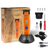 StyleCraft Pro Saber Orange Metal Hair Trimmer Digital Brushless Motor Barber