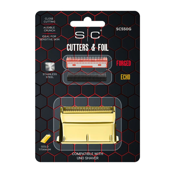 StyleCraft UNO Shaver Gold Titanium Replacement Foil Head Crunchy Cutters SC550G