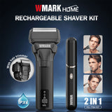 WMARK Rechargeable Beard + Neck Shaver & Nose + Ear Hair Trimmer Grooming Kit