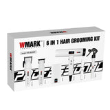 WMARK 6-IN-1 Pro Barber Hair Cut Kit Clipper Trimmer Shaver Dryer Grooming System