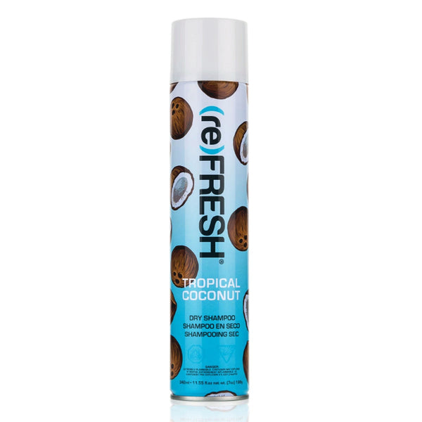 reFRESH Tropical Coconut Dry Shampoo Spray Benzene Free Instant Waterless Wash