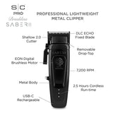 StyleCraft Pro Saber 2.0 Metal Cordless Clipper Digital Brushless SC617B