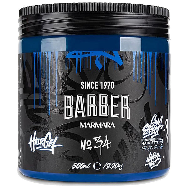 Barber Marmara No # 34 Hair Gel Gum Effect Ultra Strong Hold Styling Blue 500mL