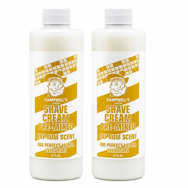 Campbell's Liquid Shave Cream Pre-Mixed 2-PACK Bay Rum Scent 12oz Lather King