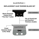 Gamma+ X-Pro Wide Fixed Trimmer Blade Black Carbon Diamond "The One" GP528SB