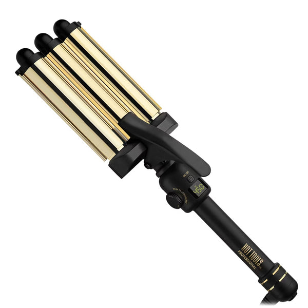Hot Tools Pro Artist 3 Barrel Waver Hair Iron 24K Gold Curls Waves HTIR8000G
