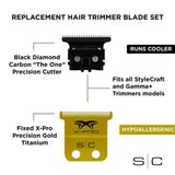 StyleCraft Fixed X-PRO Gold Titanium Replacement Trimmer Blade Black Diamond DLC