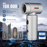 WMark Cordless 2in1 Air Duster Blower & Vacuum 100,000 RPM Cleaner Silver