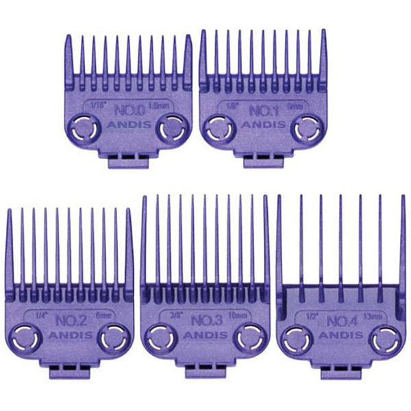 Andis Dual Magnet 5 PC Comb Set MLC ML Master Clipper Attachments 560997 Purple