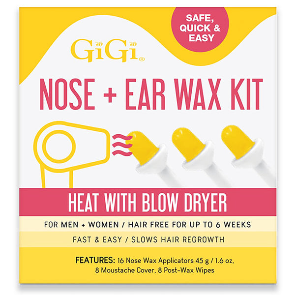 GiGi Nose & Ear Hair Wax Kit Blow Dryer Heat Men Women Hair Free 6 Weeks 38199