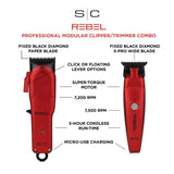 StyleCraft Rebel Professional Modular Hair Clipper & Trimmer Combo Red SC203R