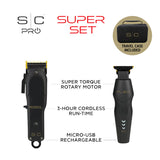 StyleCraft Super Set Rebel Hair Clipper & Flex Trimmer Combo W/ Case SC326B