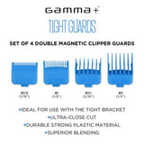 Gamma+ Tight Guards Set of 4 Double Magnetic Clipper Blade Attachments Blue