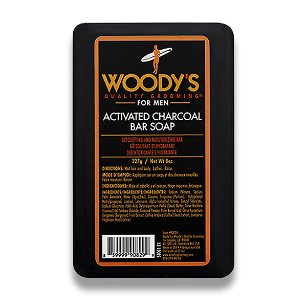 Woody's Activated Charcoal Bar Soap Anti-Bacterial Detoxifying Exfoliating Moisturizing 8oz