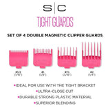 StyleCraft Tight Guards Set of 4 Double Magnetic Clipper Blade Attachments Pink