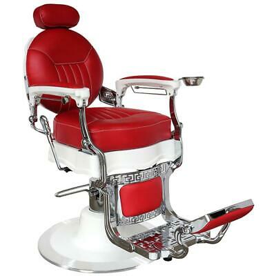 Professional High Quality Hydraulic Reclining Barber Chair Classic Vintage Style Red