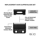 StyleCraft Fixed Black Diamond Carbon Faper Blade Moving Slim Deep Tooth SC520B
