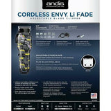 Andis Nation Cordless Envy Li Fade Adjustable Blade Clipper 73095